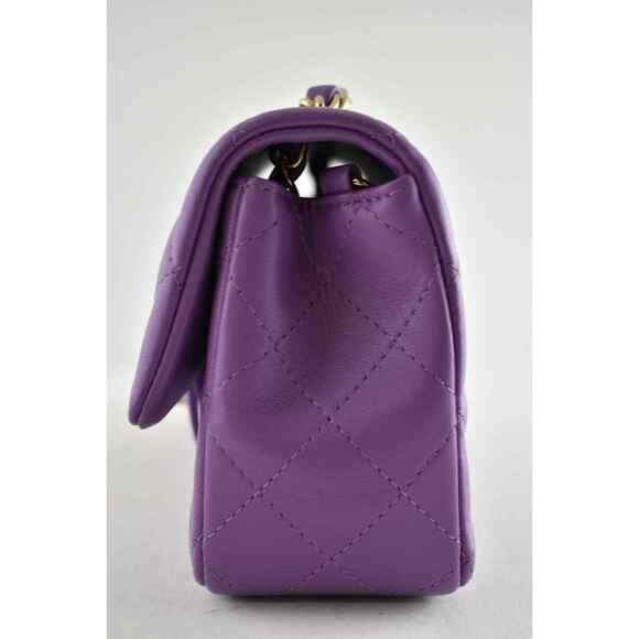 Chanel 22P Purple Gold Chain Mini Flap Rectangle CC Logo Quilted Crossbody Bag - Picture 8 of 12